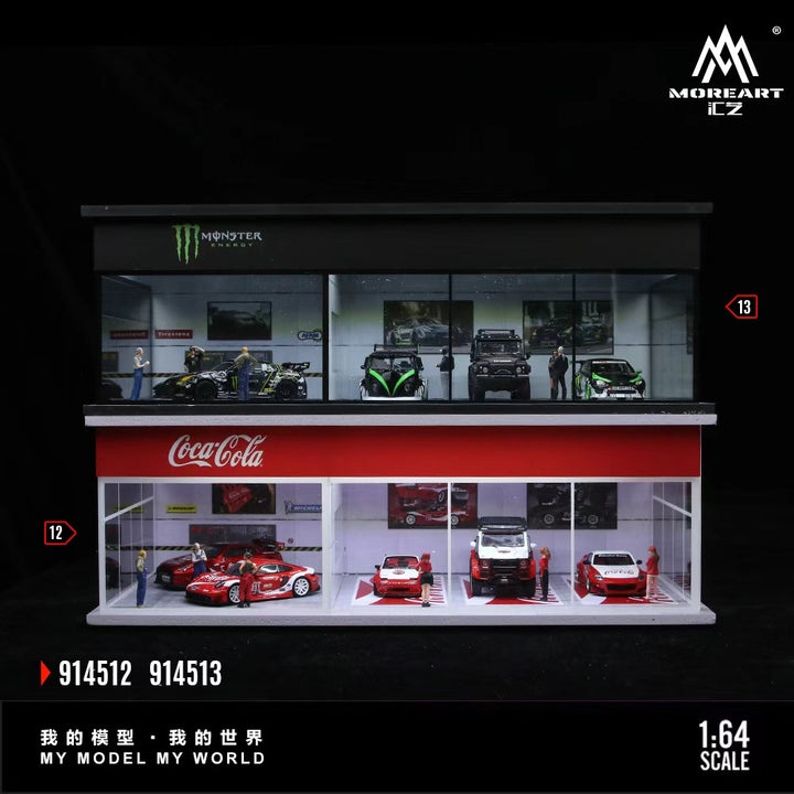 [Preorder] MoreArt 1:64 COCA COLA AND MONSTER ENERGY EXHIBITION HALL (2 Versions) MO914512/MO914513