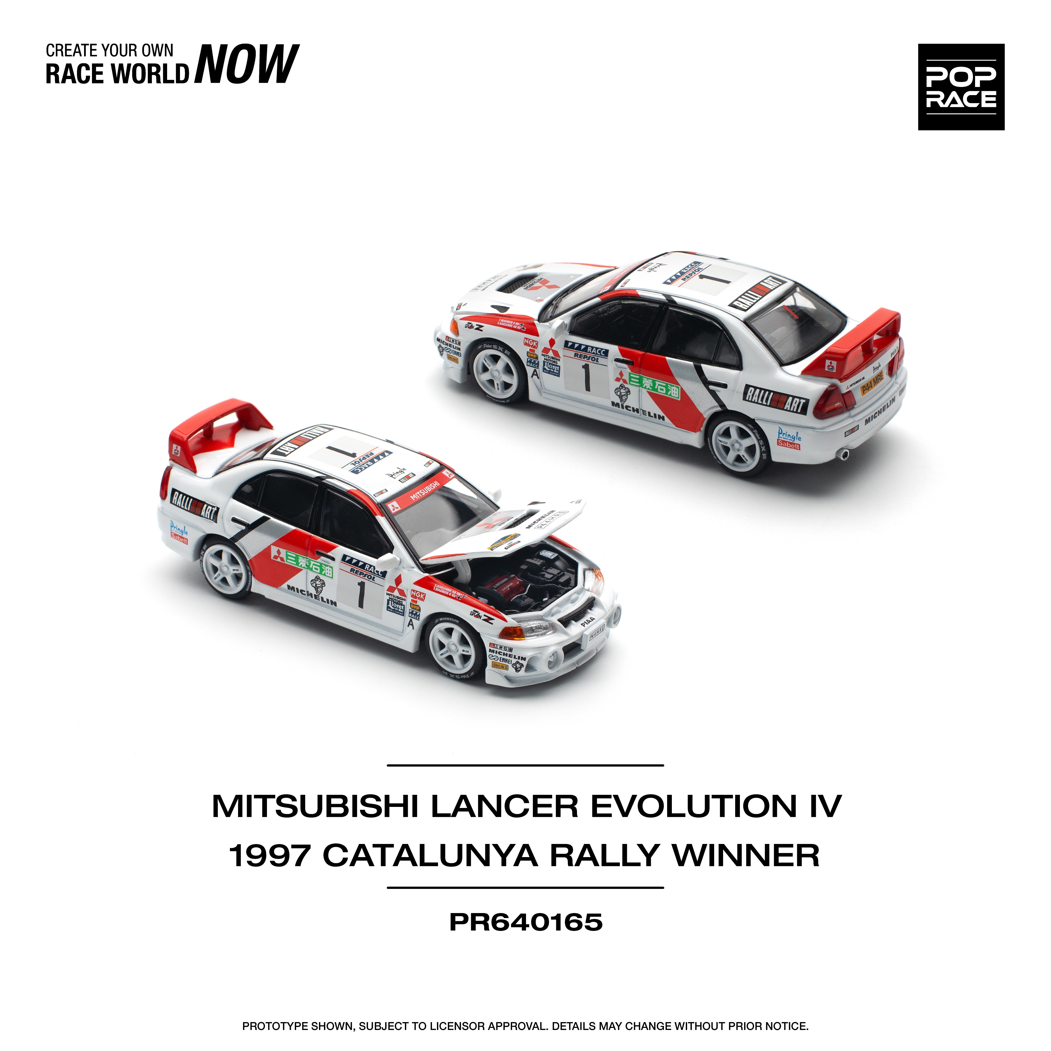 POPRACE 1:64 MITSUBISHI LANCER EVO IV - WINNER, RALLY DE CATALUNYA
