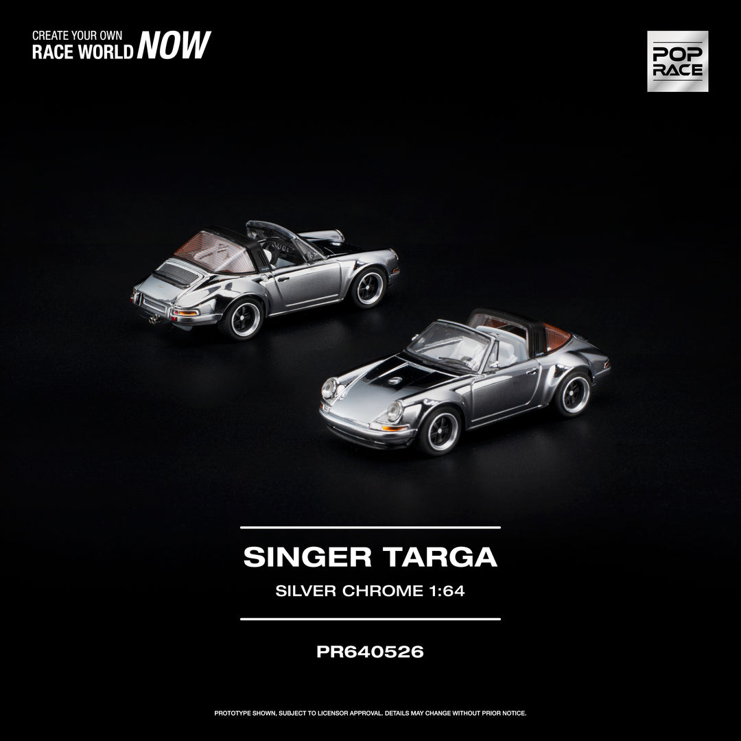 [Preorder] POPRACE 1:64 Porsche SINGER TARGA SILVER CHROME PR640526