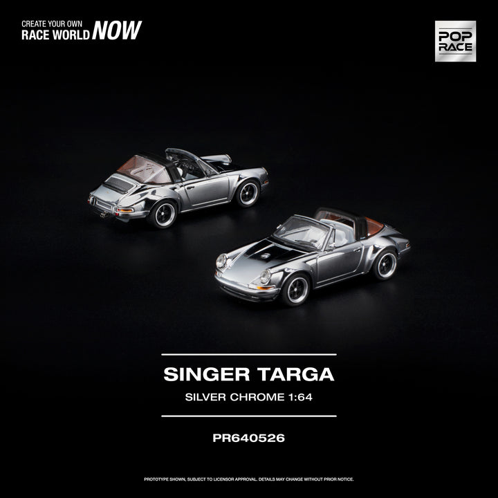 [Preorder] POPRACE 1:64 Porsche SINGER TARGA SILVER CHROME PR640526