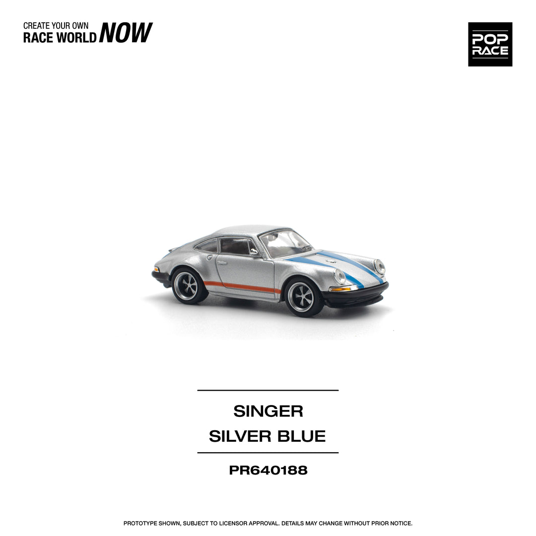 [Preorder] POPRACE 1:64 PORSCHE SINGER SILVER/BLUE PR640188