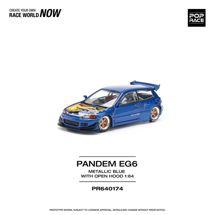 [Preorder] POPRACE 1:64 PANDEM CIVIC EG6 METALLIC BLUE PR640174