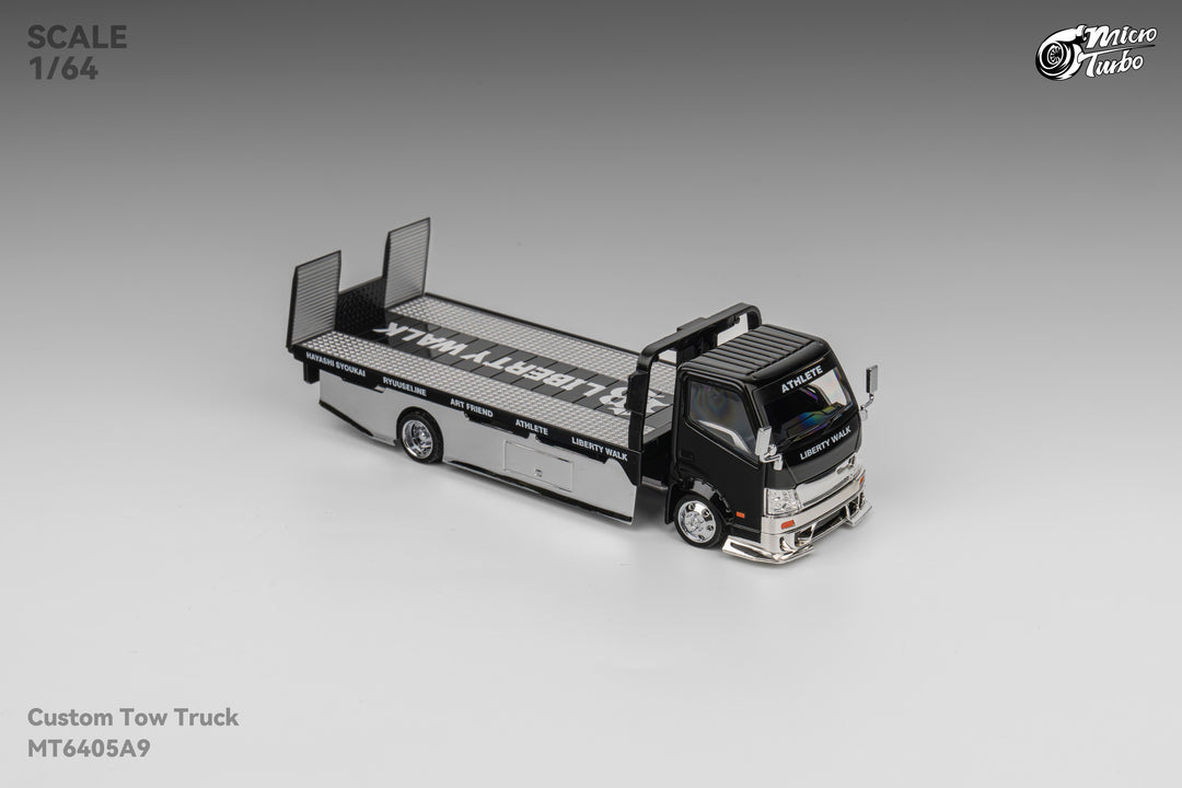 [Preorder] Microturbo 1:64 Custom Tow Truck - Black/Chrome MT6405A9