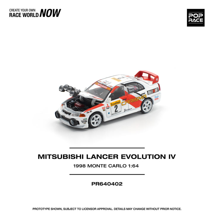 [Preorder] POPRACE 1:64 Mitsubishi Lancer Evolution IV - 1998 Monte Carlo Rally PR640402