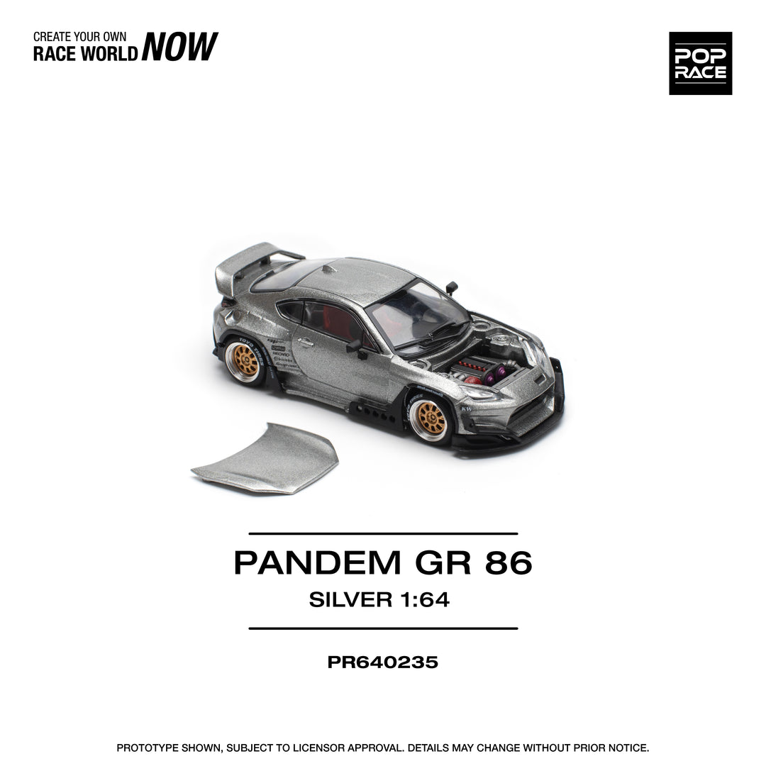 [Preorder] POPRACE 1:64 TOYOTA PANDEM GR86 SILVER PR640235