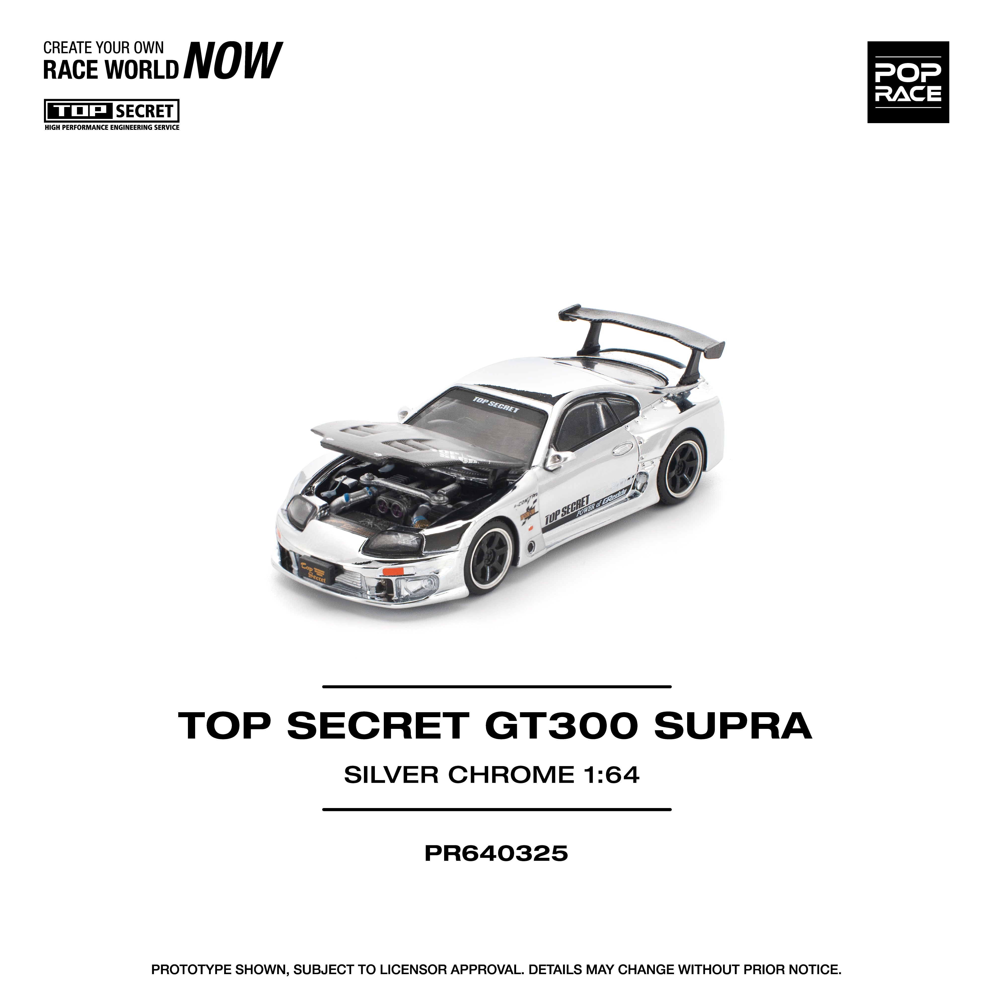 Preorder] POPRACE 1:64 Top Secret GT300 Supra - Silver Chrome