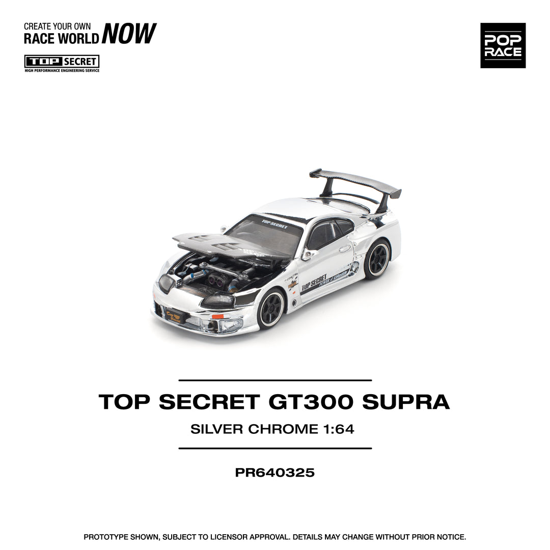 [Preorder] POPRACE 1:64 Top Secret GT300 Supra - Silver Chrome PR640325