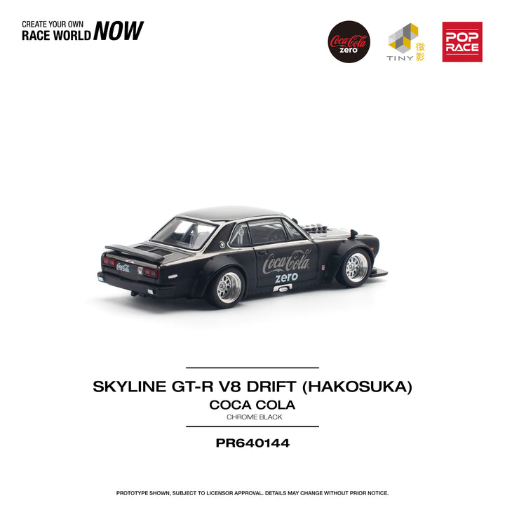 [Preorder] POPRACE 1:64 NISSAN SKYLINE GT-R V8 DRIFT (HAKOSUKA) COCA COLA ZERO CHROME BLACK