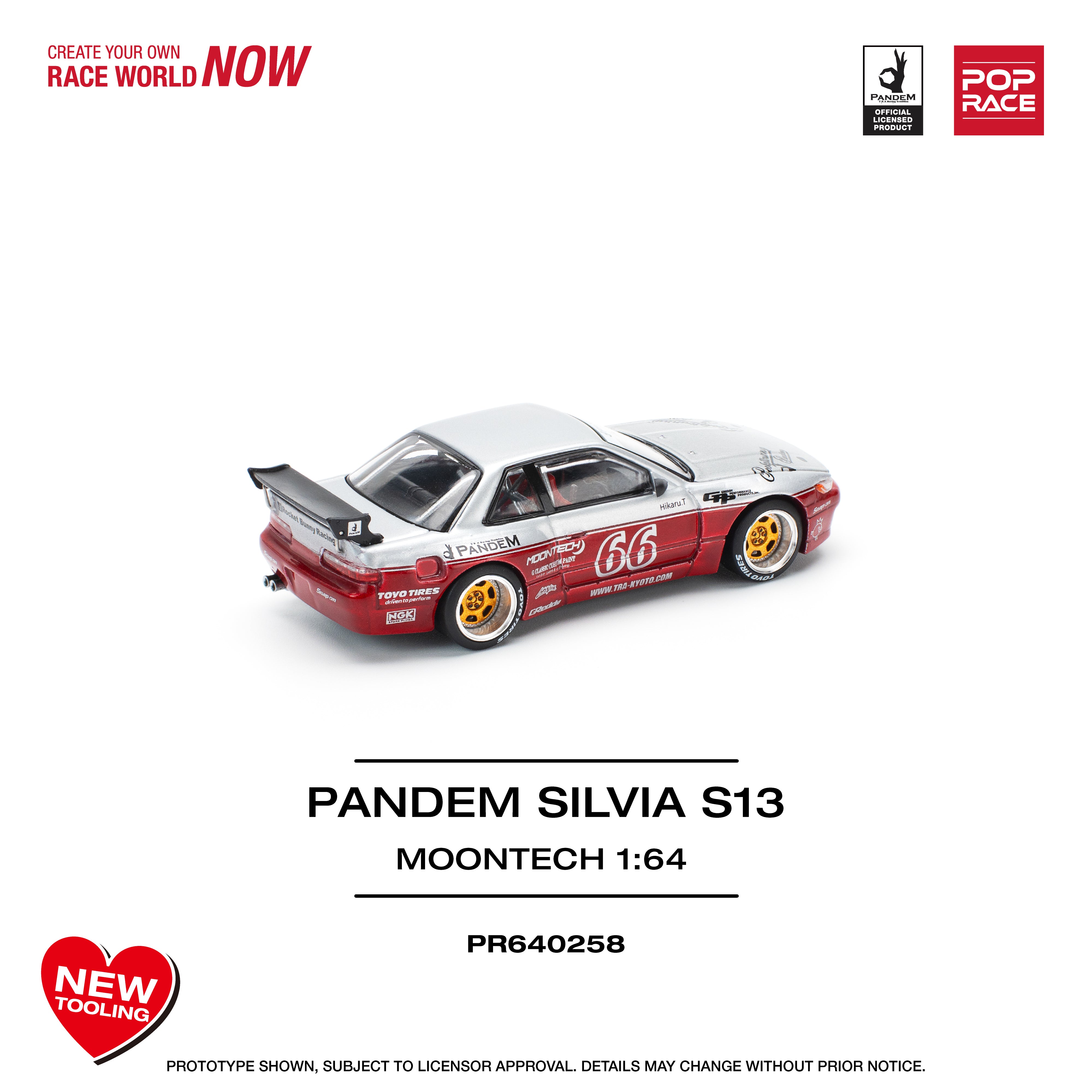 POPRACE 1:64 Panden Silvia S13 - Moontech Red PR640258 – Horizon