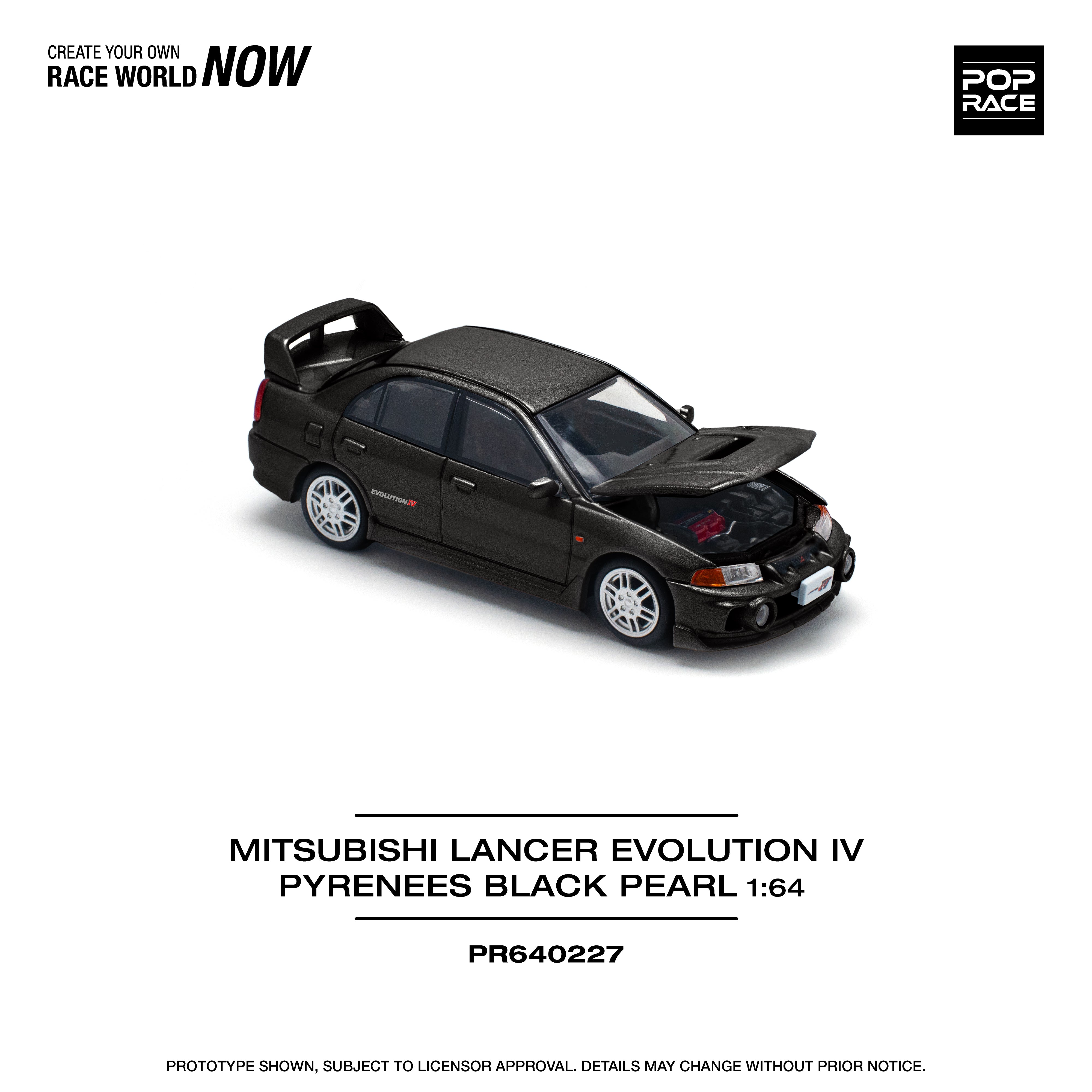 POPRACE 1:64 MITSUBISHI LANCER EVOLUTION IV - PYRENEES BLACK