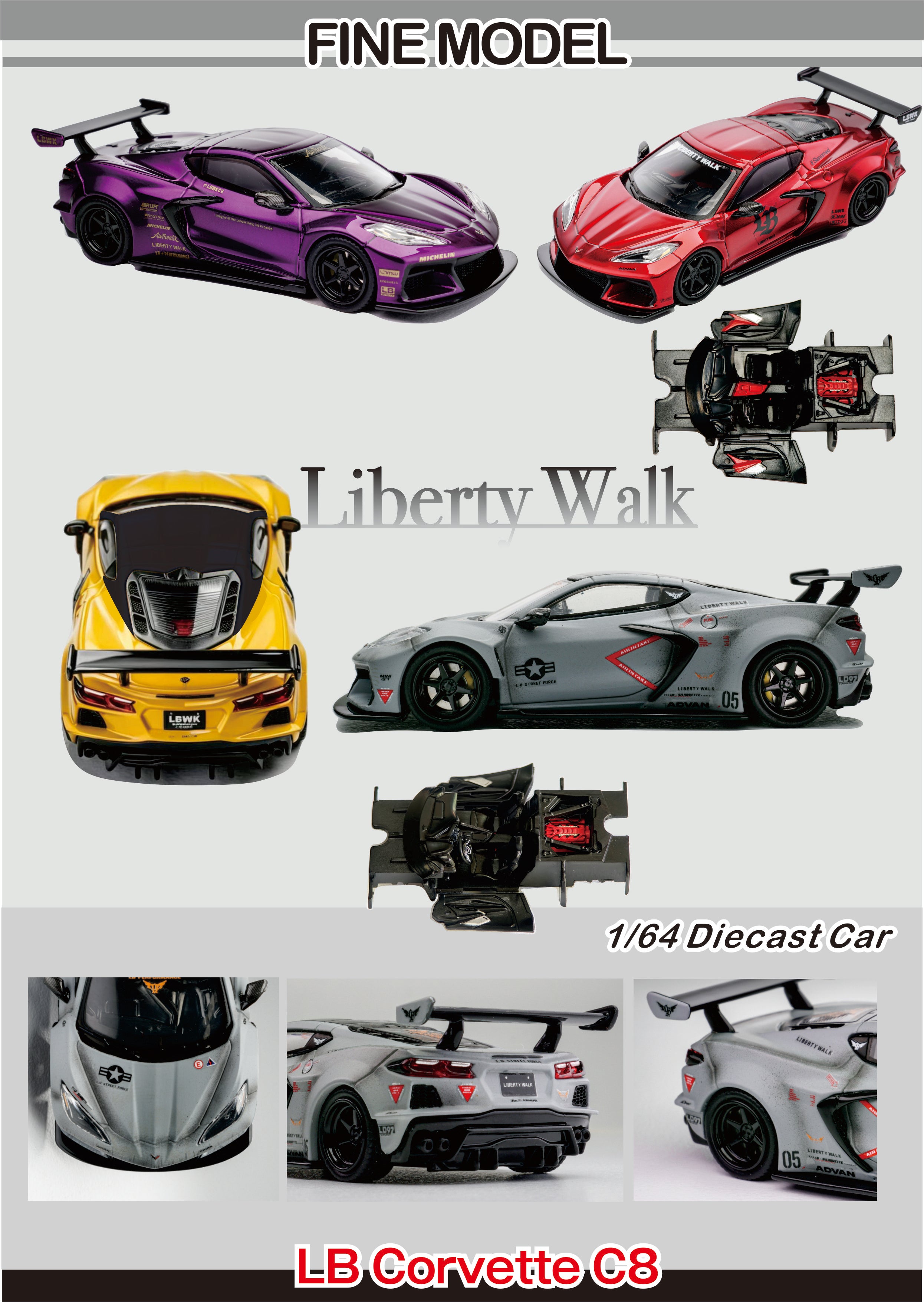 Preorder] Fine Model 1:64 LB Chevrolet Corvette C8 (4 Colours