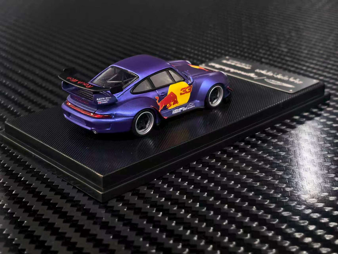 [Preorder] Model Collect 1:64 Porsche RWB993 High Wing Matte Purple Red Bull Livery MC640023T