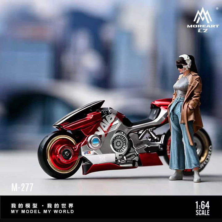 [Preorder] MoreArt 1:64 CYBER COOL RED AND SILVER MOTORCYCLE ACTION FIGURE SET MO222277