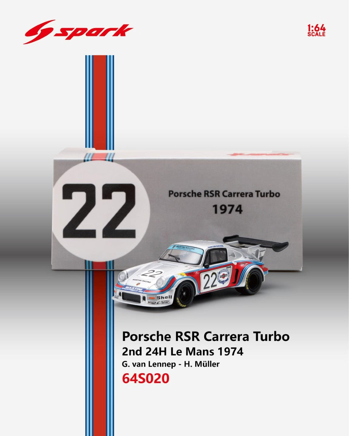 Preorder] Spark 1:64 Porsche 911 Carrera RSR (7 Colours) 64S020