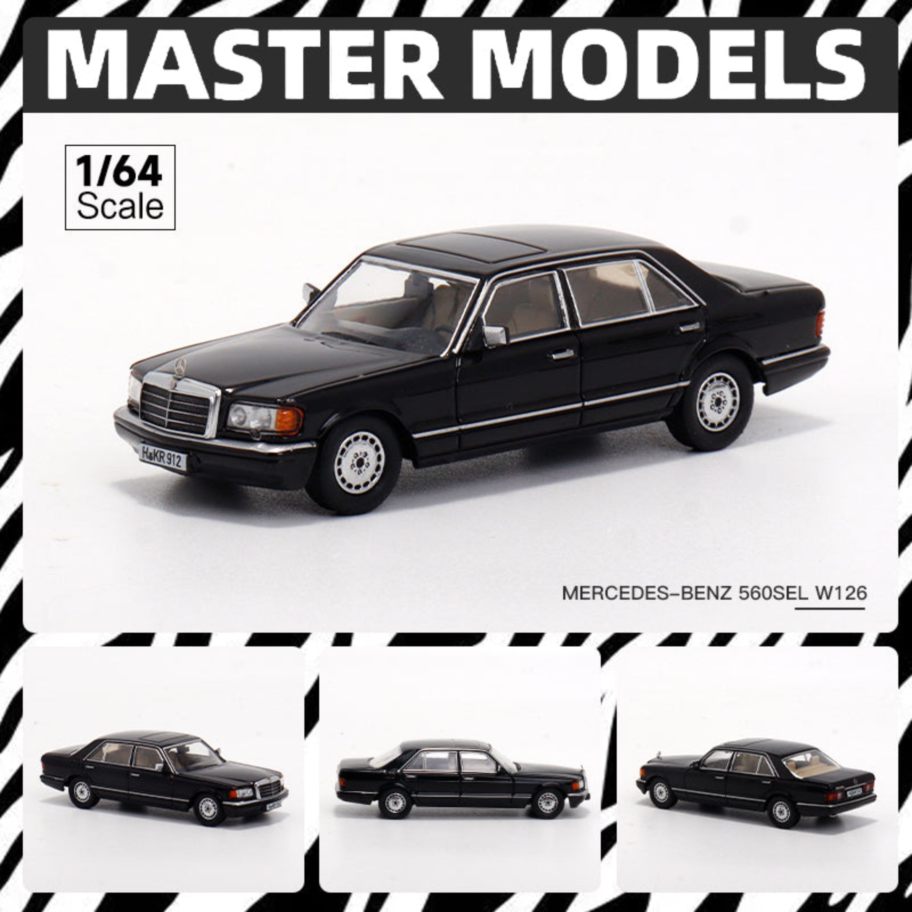 4R-254 Master 1/64 メルセデスベンツ 560SEL W126 Amazon | Master 1/64 ベンツ 560SEL W126 黒 | ミニカー・ダイ