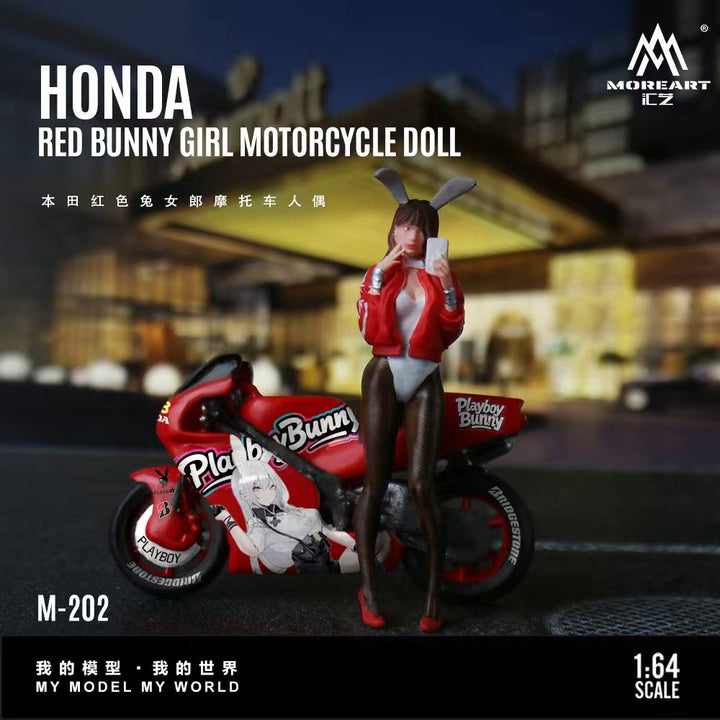 MoreArt 1:64 Honda Red Bunny Girl Motorcycle Doll MO222202