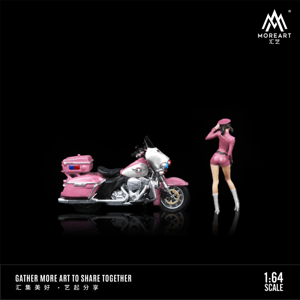 [Preorder] MoreArt 1:64 HARLEY CRUISE MOTORCYCLE PINK CLAD FEMALE POLICE OFFICER