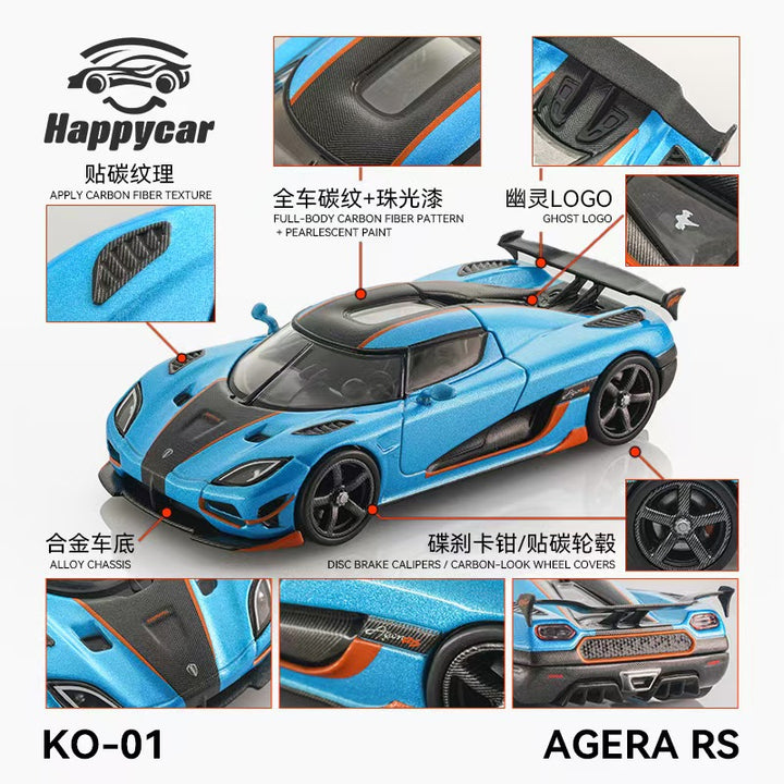 [Preorder] HappyCar 1:64 Koenigsegg Agera RS (2 Colours)