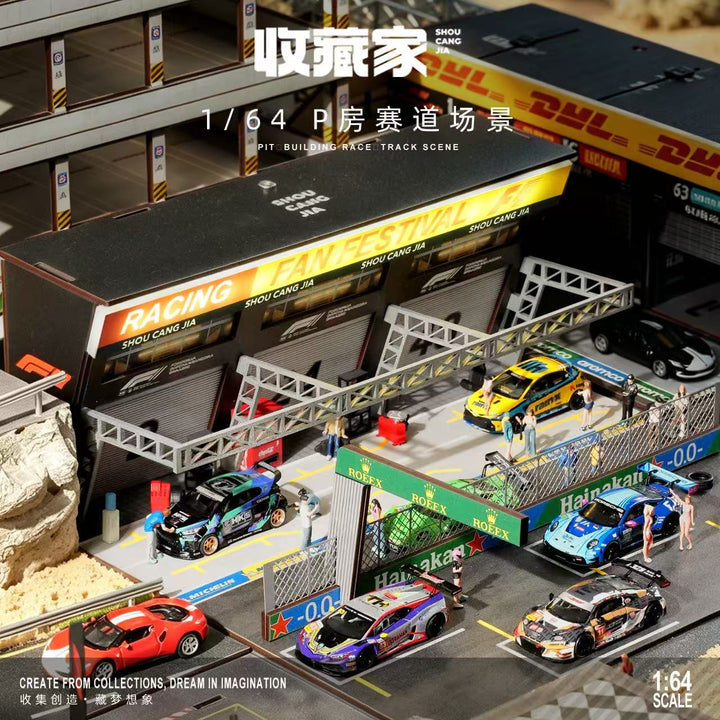 [Preorder] SHOU CANG JIA 1:64 PIT BUILDING RACE TRACK SCENE SCJ-82083