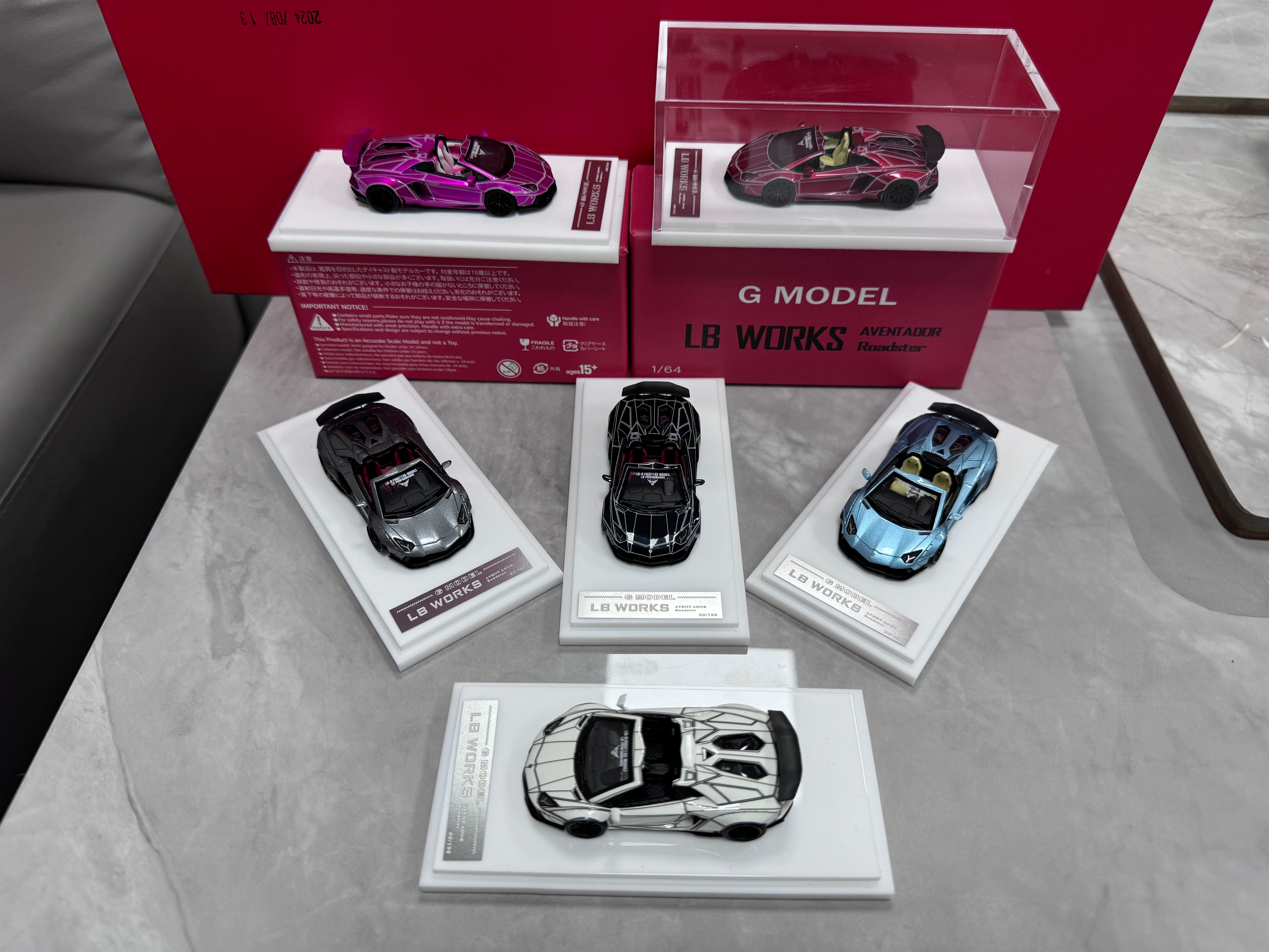 G Model 1:64 LB WORKS Lamborghini Aventador Roadster (6 Colours