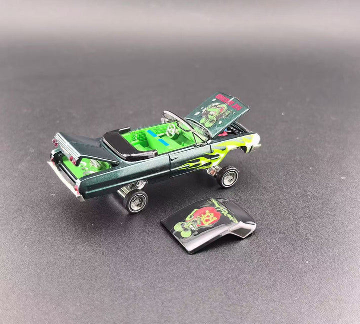 FineWorks64 1:64 Chevrolet Impala West Coast Bouncing Emerald Green Fink Mouse (2 Versions)