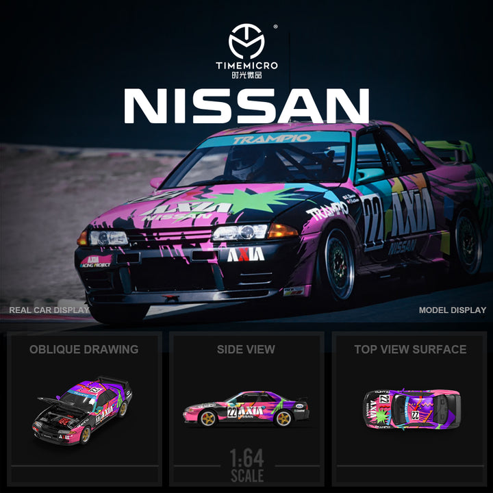 [Preorder] TimeMicro 1:64 Nissan GTR R32 AXIA #22 Livery - Black (2 Versions)