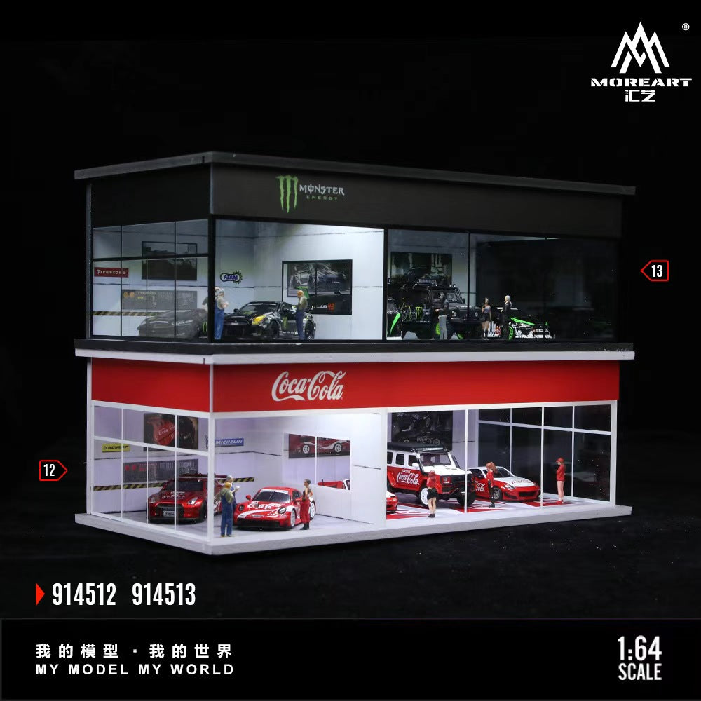 [Preorder] MoreArt 1:64 COCA COLA AND MONSTER ENERGY EXHIBITION HALL (2 Versions) MO914512/MO914513