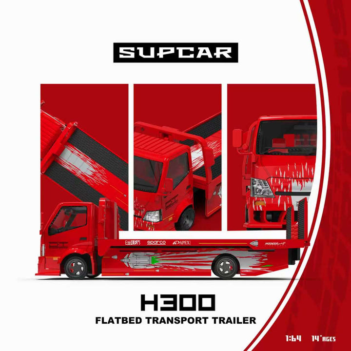 [Preorder] SUPCAR 1:64 H300 Flatbed Transport Trailer Fast &amp; Furious Red Gladiator Livery SC647257