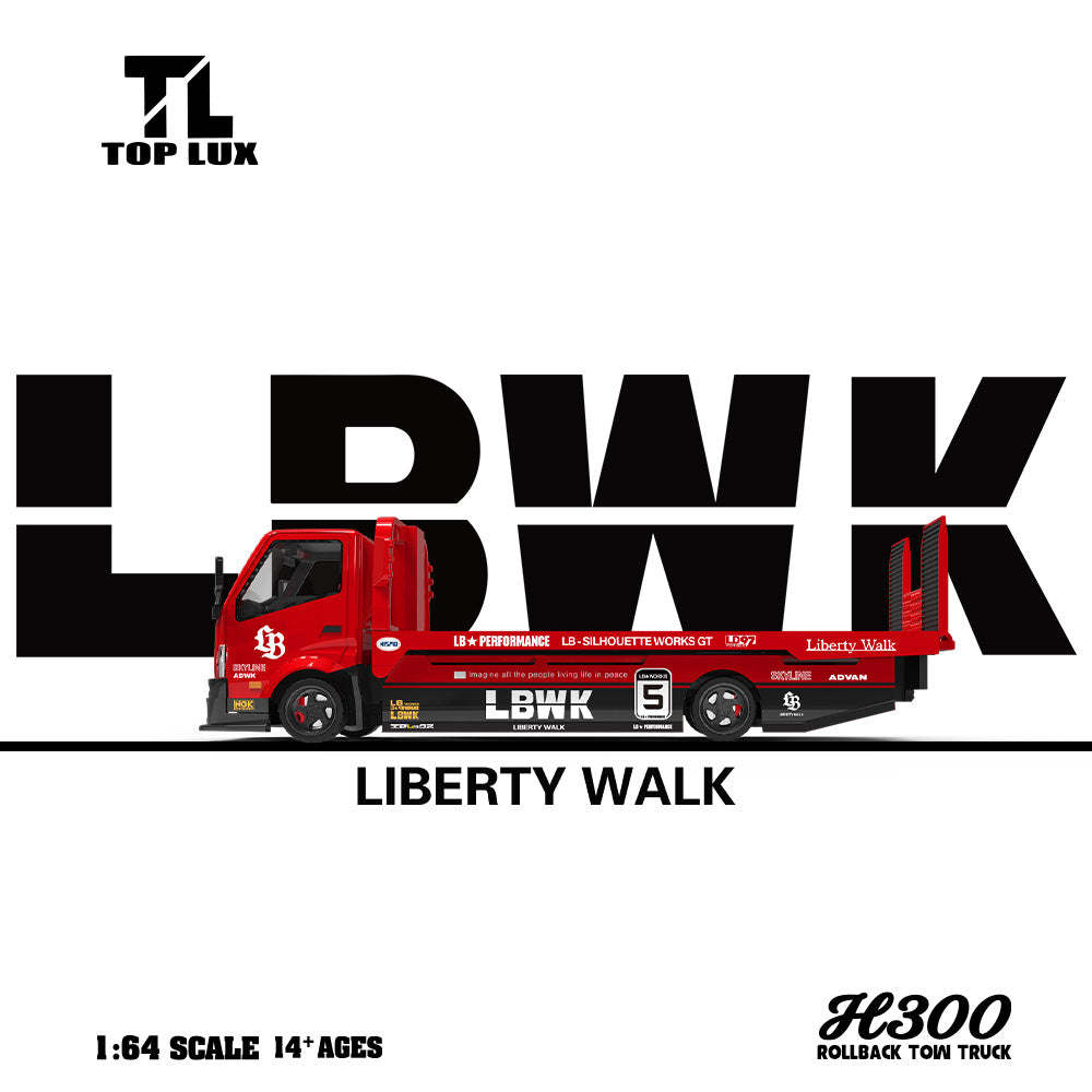 [Preorder] TOP LUX 1:64 Flatbed Transport Trailer H300 Red &amp; Black TL647246