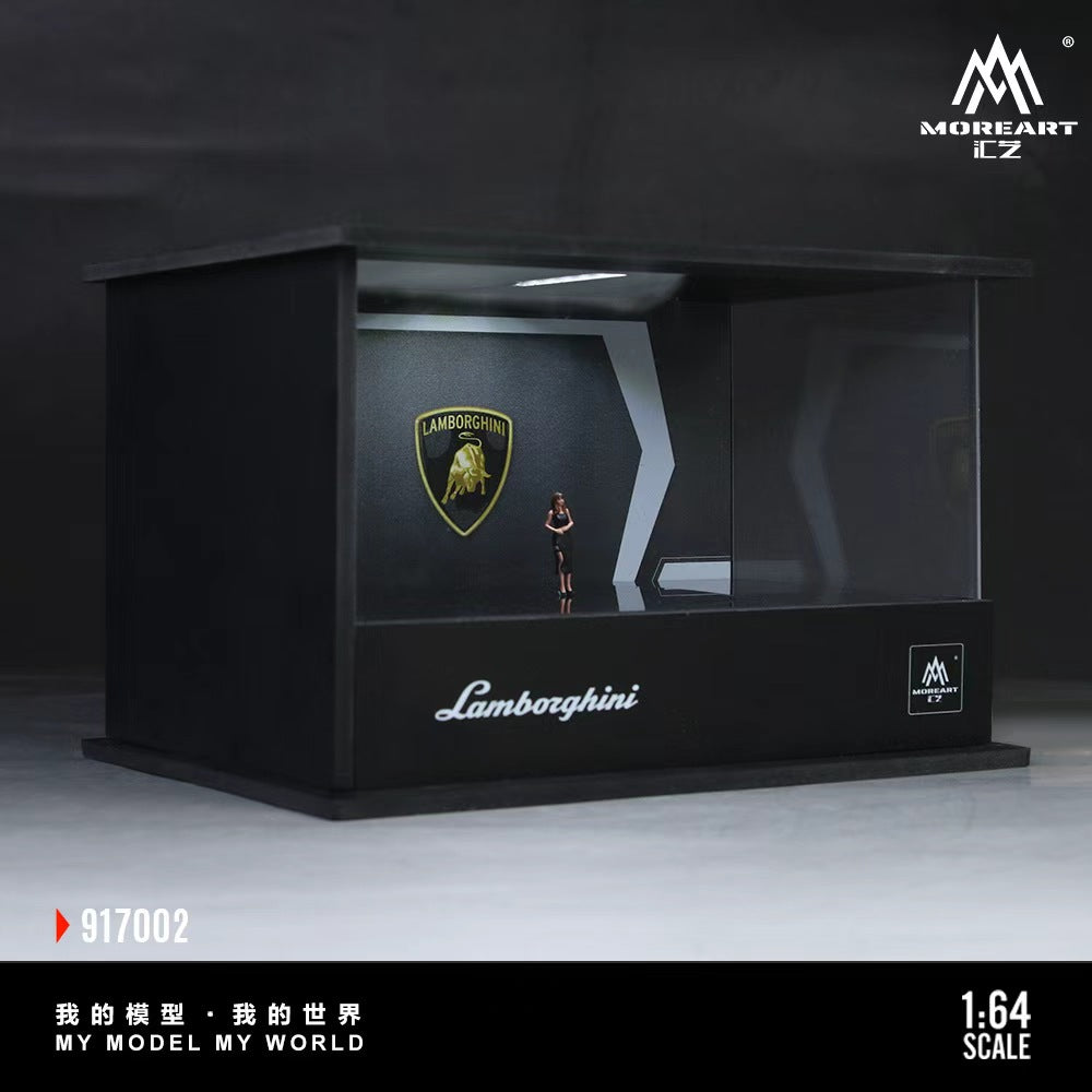 [Preorder] MoreArt 1:64 Lamborghini and Porsche Turntable Showroom (2 Versions) MO917001/MO917002
