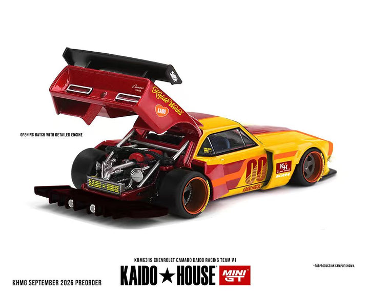 [Preorder] Kaido House x Mini GT 1:64 Chevrolet Camaro Kaido Racing Team V1- Red with Yellow  KHMG319