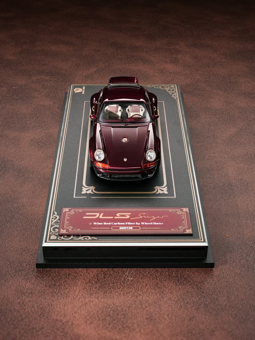 [Preorder] DeepMaker x Wheel Haus 1:64 Porsche Singer DLS Wine Red Carbon Fiber