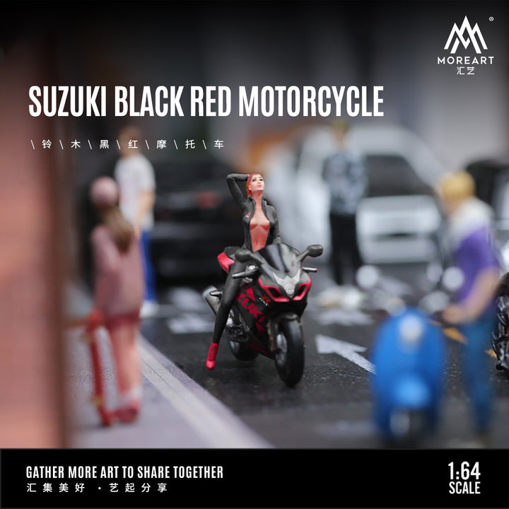 [Preorder] MoreArt 1:64 Suzuki Black Red Motorcycle Doll set