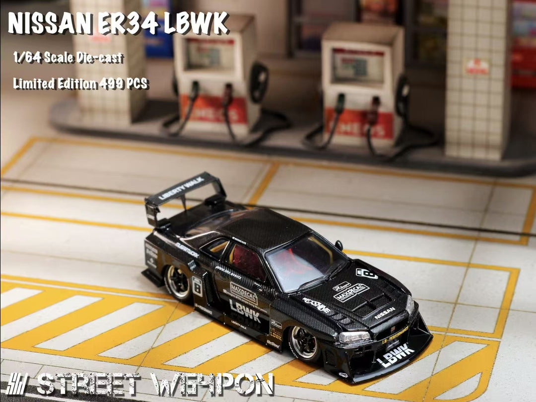 Street Weapon 1:64 NISSAN LBWK ER34 - Black Carbon – Horizon Diecast