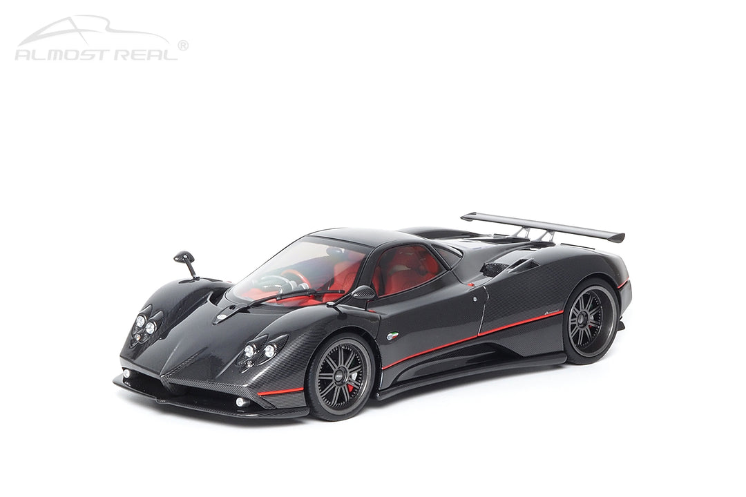 Almost Real 1:18 Pagani Zonda F - 2005 - Gloss Carbon Black with Red Stripe