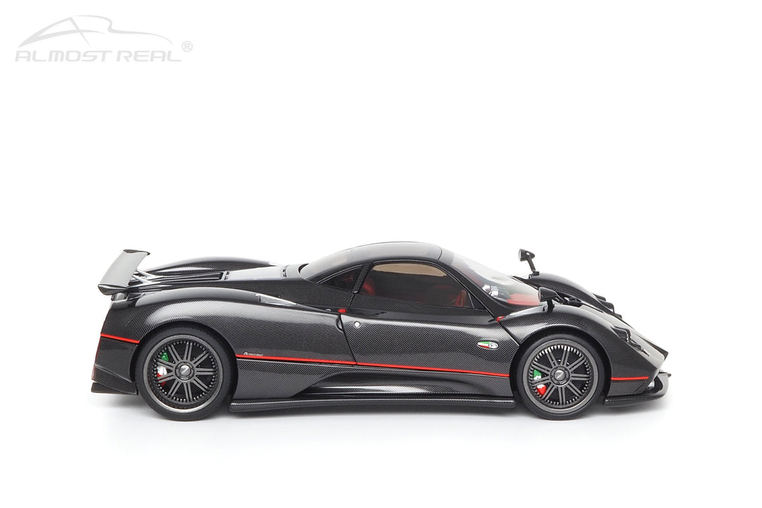 Almost Real 1:18 Pagani Zonda F - 2005 - Gloss Carbon Black with Red Stripe