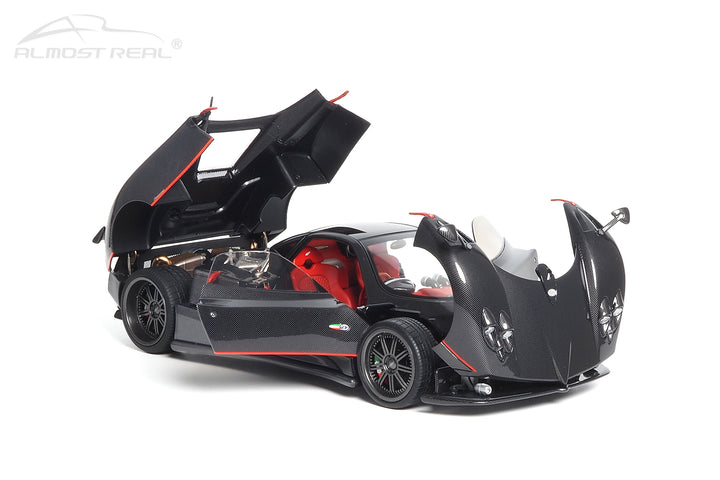 Almost Real 1:18 Pagani Zonda F - 2005 - Gloss Carbon Black with Red Stripe