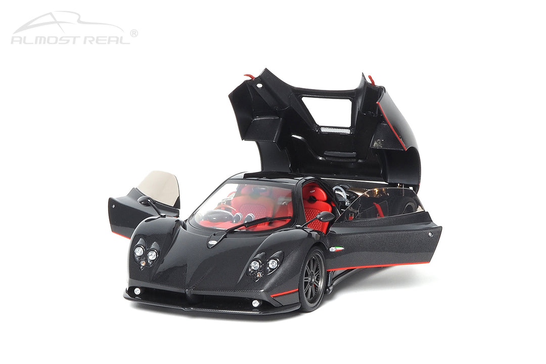 Almost Real 1:18 Pagani Zonda F - 2005 - Gloss Carbon Black with Red Stripe