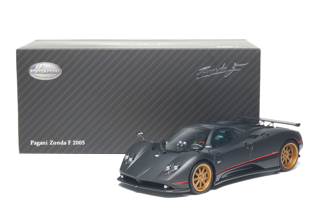 [Preorder] Almost Real 1:18 Pagani Zonda F - 2005 - Matt Carbon Black with Red Stripe 850411001