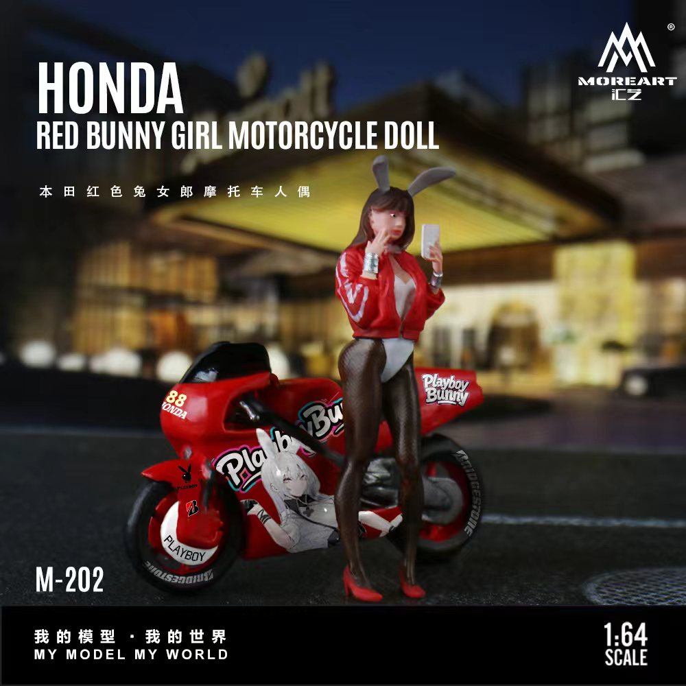 MoreArt 1:64 Honda Red Bunny Girl Motorcycle Doll MO222202