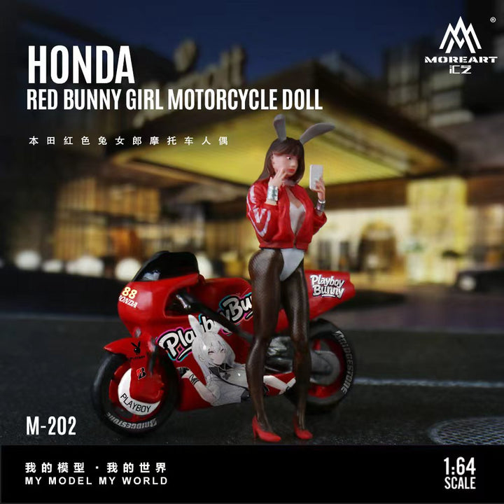 MoreArt 1:64 Honda Red Bunny Girl Motorcycle Doll MO222202