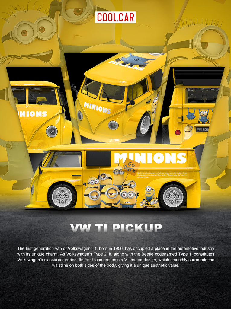COOL CAR ミニオン トレーラー 1:64 Preorder] Cool Car 1:64 Volkswagen TI PICKUP Minions Yellow