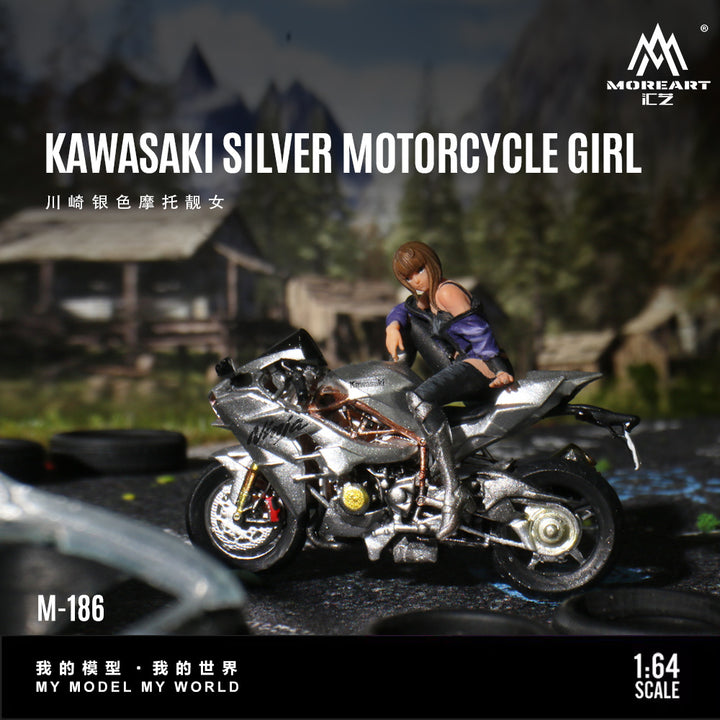 [Preorder] MoreArt 1:64 KAWASAKI SILVER MOTORCYCLE GIRL MO222186