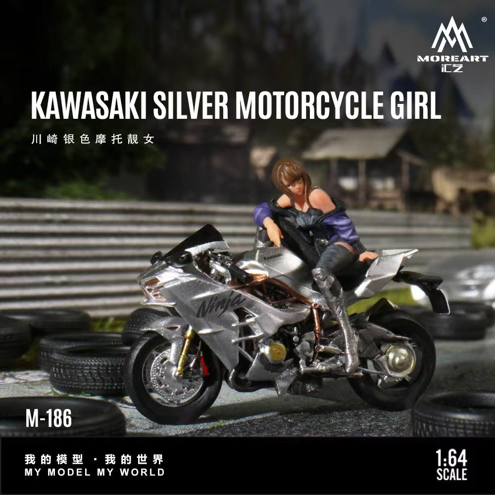 [Preorder] MoreArt 1:64 KAWASAKI SILVER MOTORCYCLE GIRL MO222186
