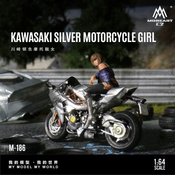 [Preorder] MoreArt 1:64 KAWASAKI SILVER MOTORCYCLE GIRL MO222186