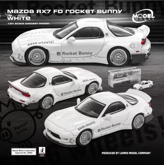 [Preorder] ModelModel 1:64 Mazda RX-7 FD Rocket Bunny WhIte MM64-RX7FDR-002