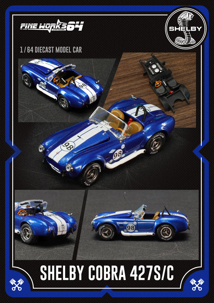 [Preorder] Fine works64 1:64 Shelby COBRA 427 S/C - #98 Blue Champion