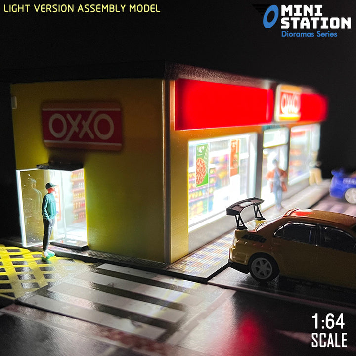 Mini Station 1:64 OXXO Shop with Parking Diorama