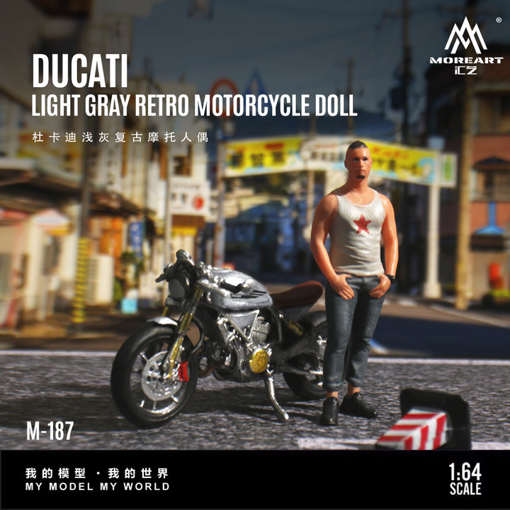 [Preorder] MoreArt 1:64 DUCATI LIGHT GRAY RETRO MOTORCYCLE DOLL MO222187