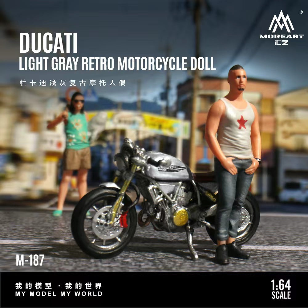 [Preorder] MoreArt 1:64 DUCATI LIGHT GRAY RETRO MOTORCYCLE DOLL MO222187